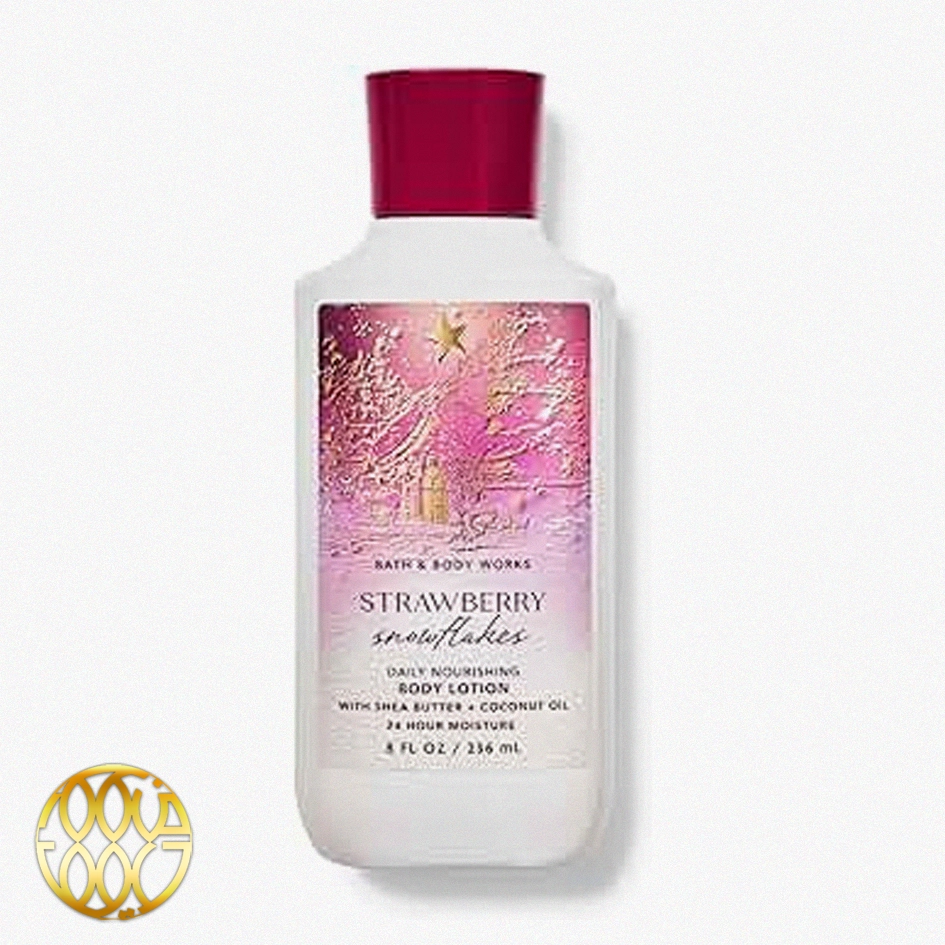 لوسیون بدن زنانه باث اند بادی ورکز استرابری اسنوفلیکس (Bath & Body Works Strawberry Snowflakes Daily Nourishing Body Lotion) ۲۳۶ میل