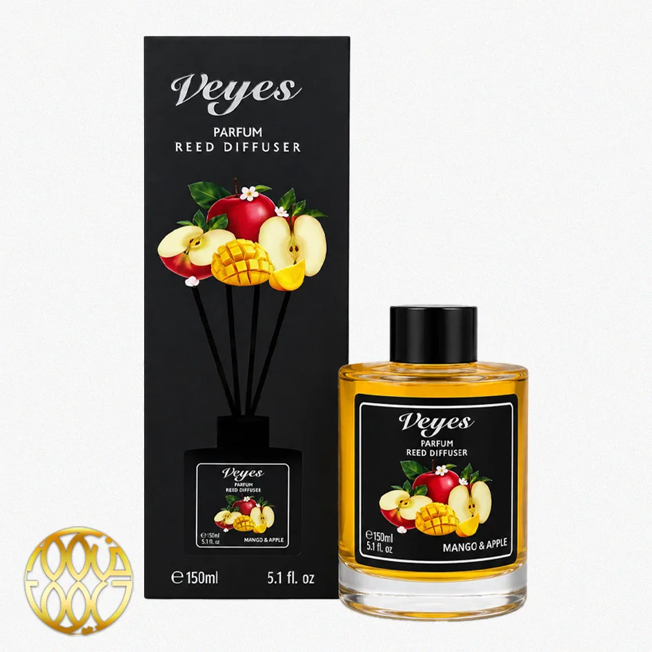 خوشبوکننده با چوب Veyes رایحه انبه و سیب (Mango & Apple) – ۱۵۰ میلیلیتر | عطر میوهای گرمسیری و شیرین